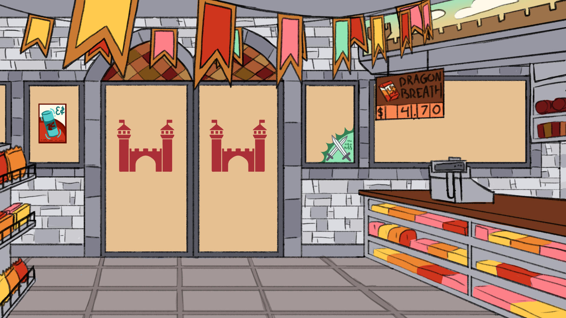 Castle Gas Station Interior Concept Art